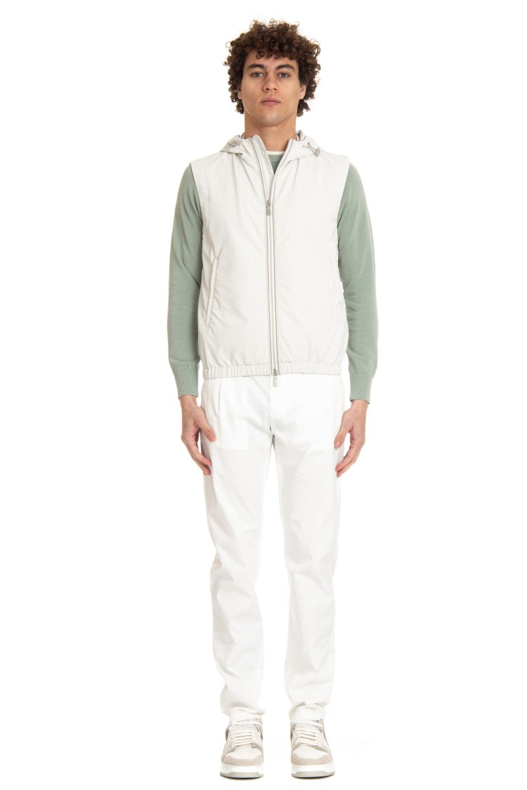 Eleventy Double-Slider Zipper Gilet With Fixed Hood