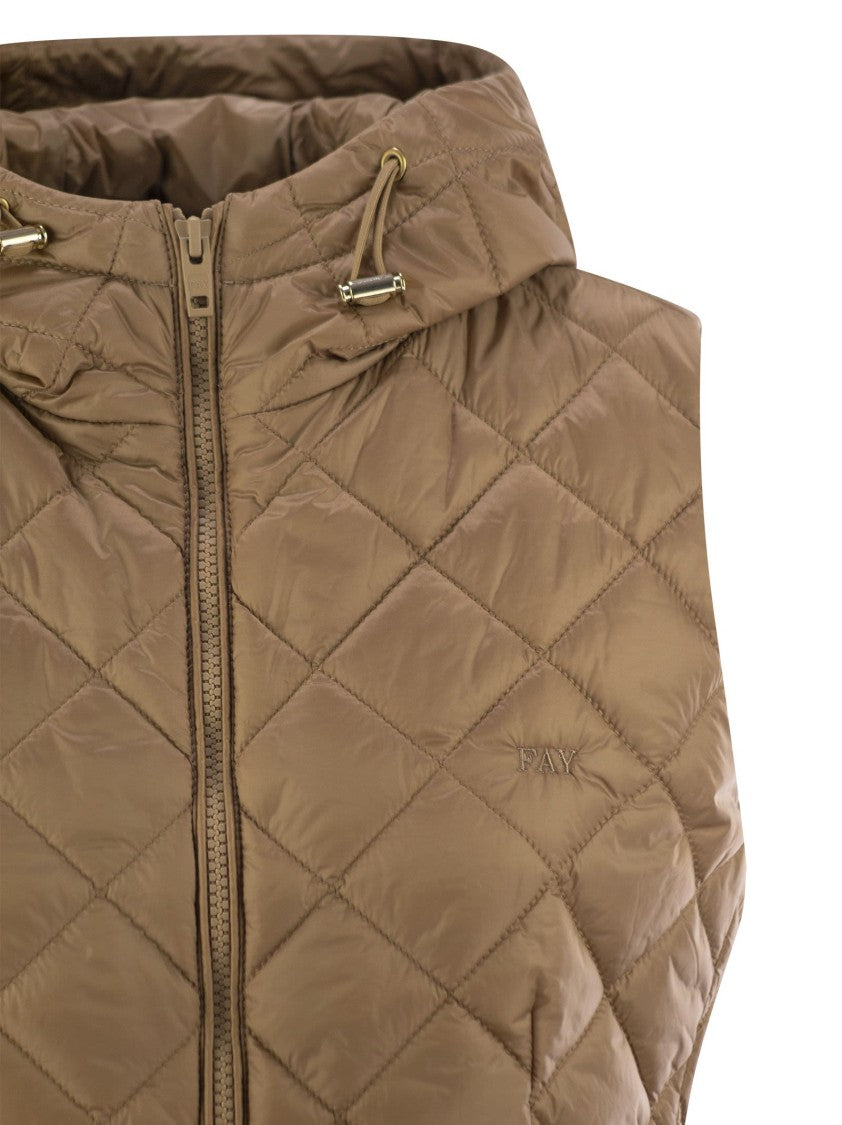Fay Diamond-Quilted Nylon Waistcoat With Adjustable Hood