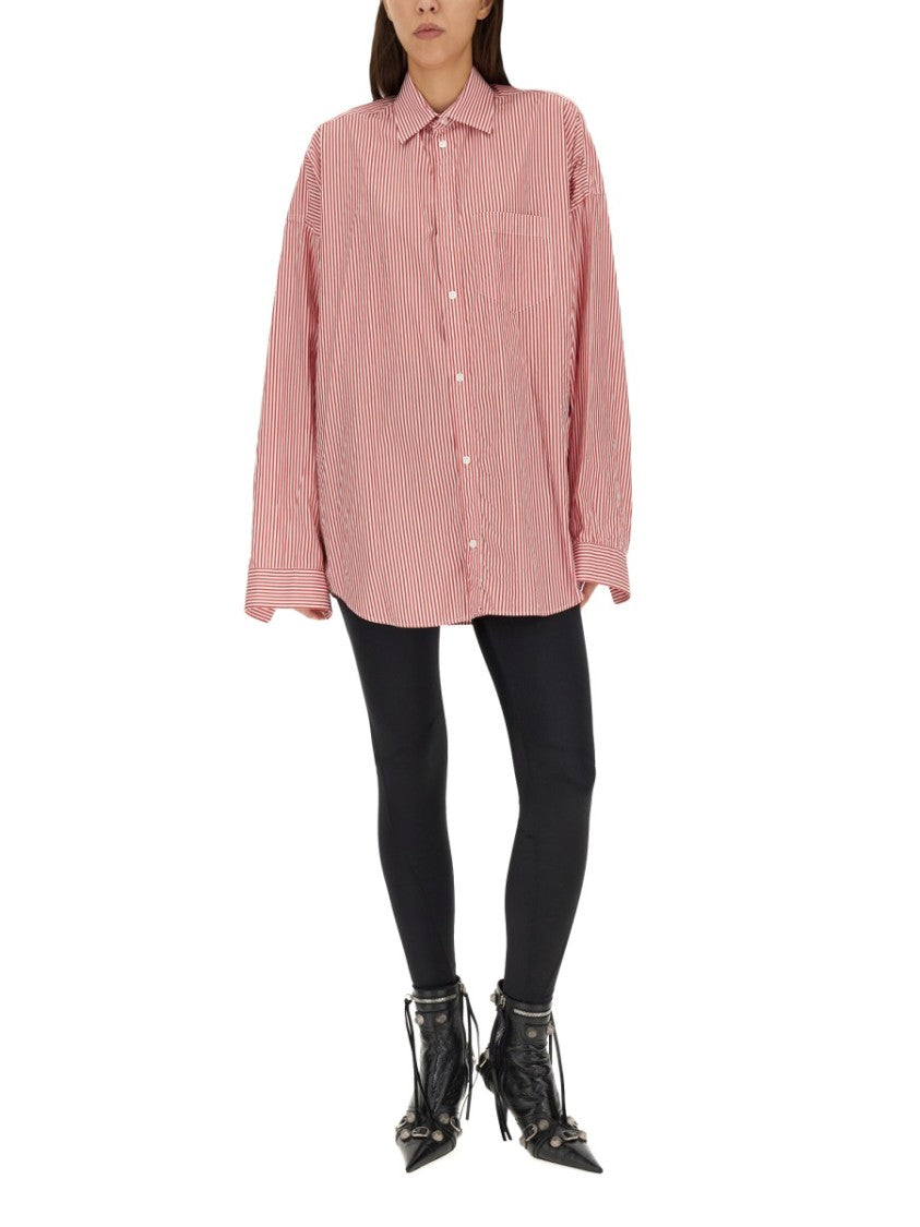 Balenciaga Minimalist White Oversized Shirt With Iconic Logo