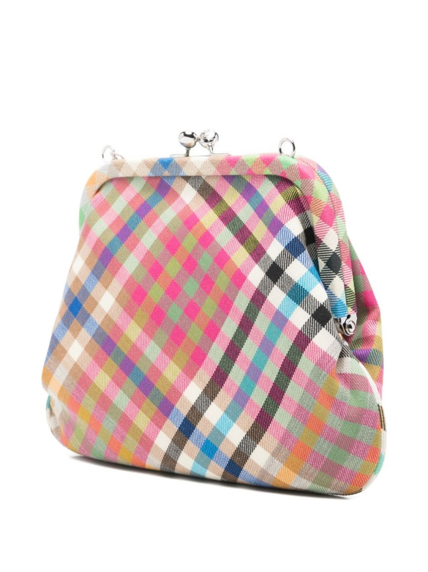 Vivienne Westwood Trapezoidal Plaid Bag With Silver-Tone Clasp And Matching Strap