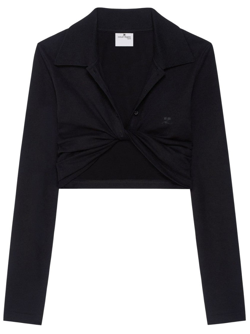 Courrèges Cropped Top With Polo Collar