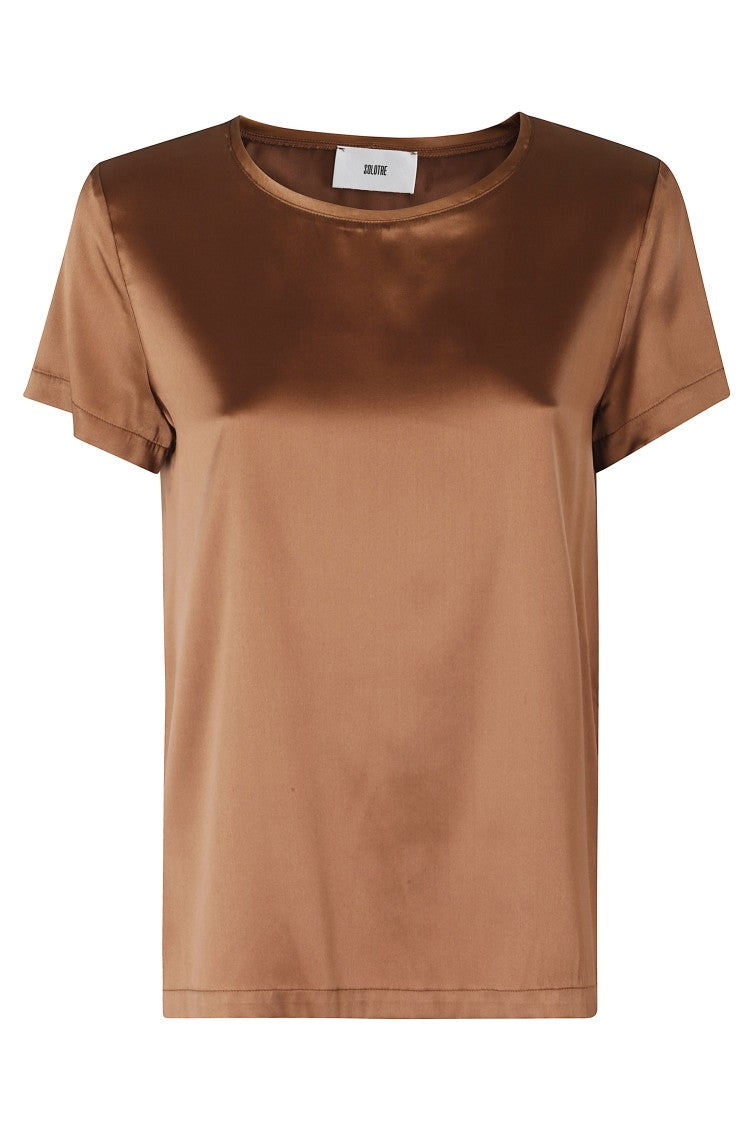 Solotre Silk Crew-Neck Short-Sleeve Silk T-Shirt