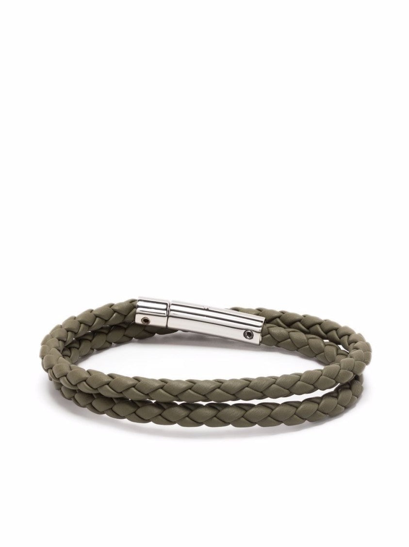 Tod's Braided Bracelet With Metallic Clasp And Logo Detail