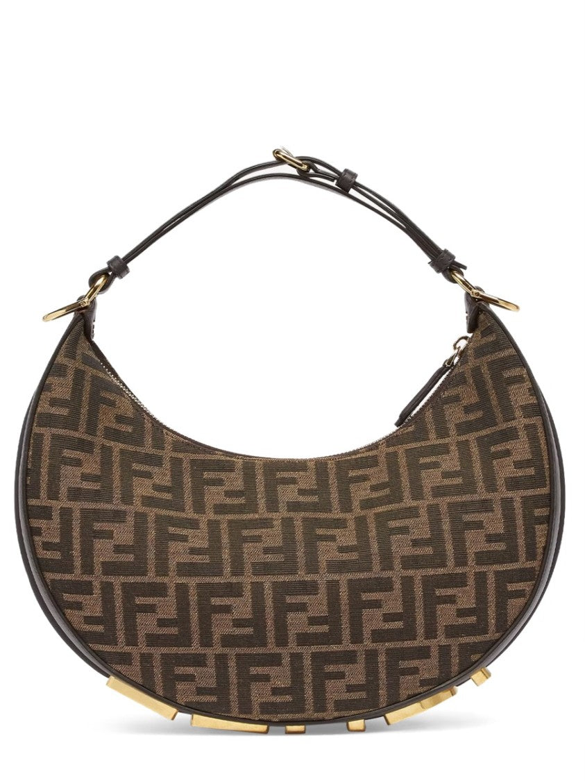 Fendi Small Crescent-Shaped Shoulder Bag With Signature Monogram Pattern