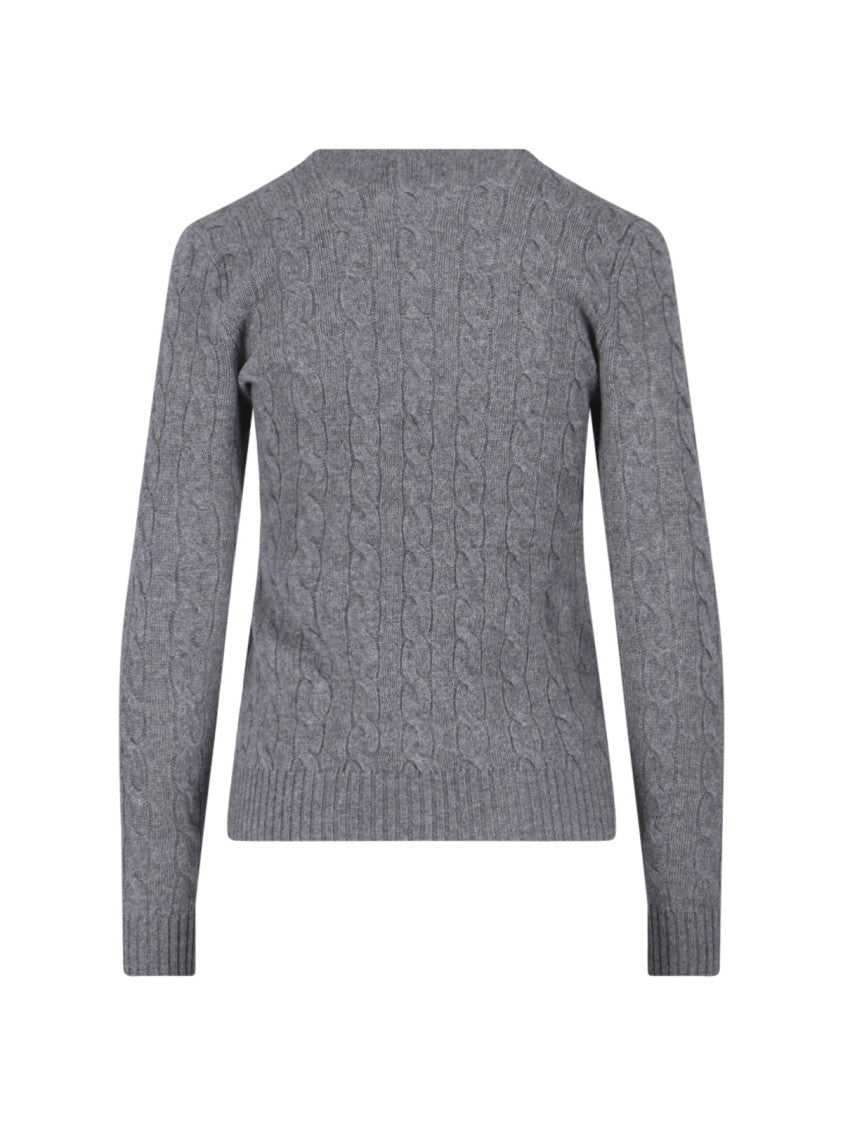 Polo Ralph Lauren Cable-Knit Logo Sweater – Grey