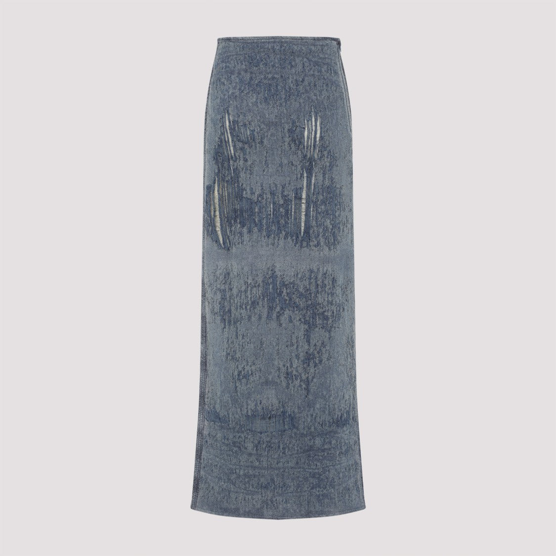 Diesel Fitted Distressed Blue Denim Long Skirt
