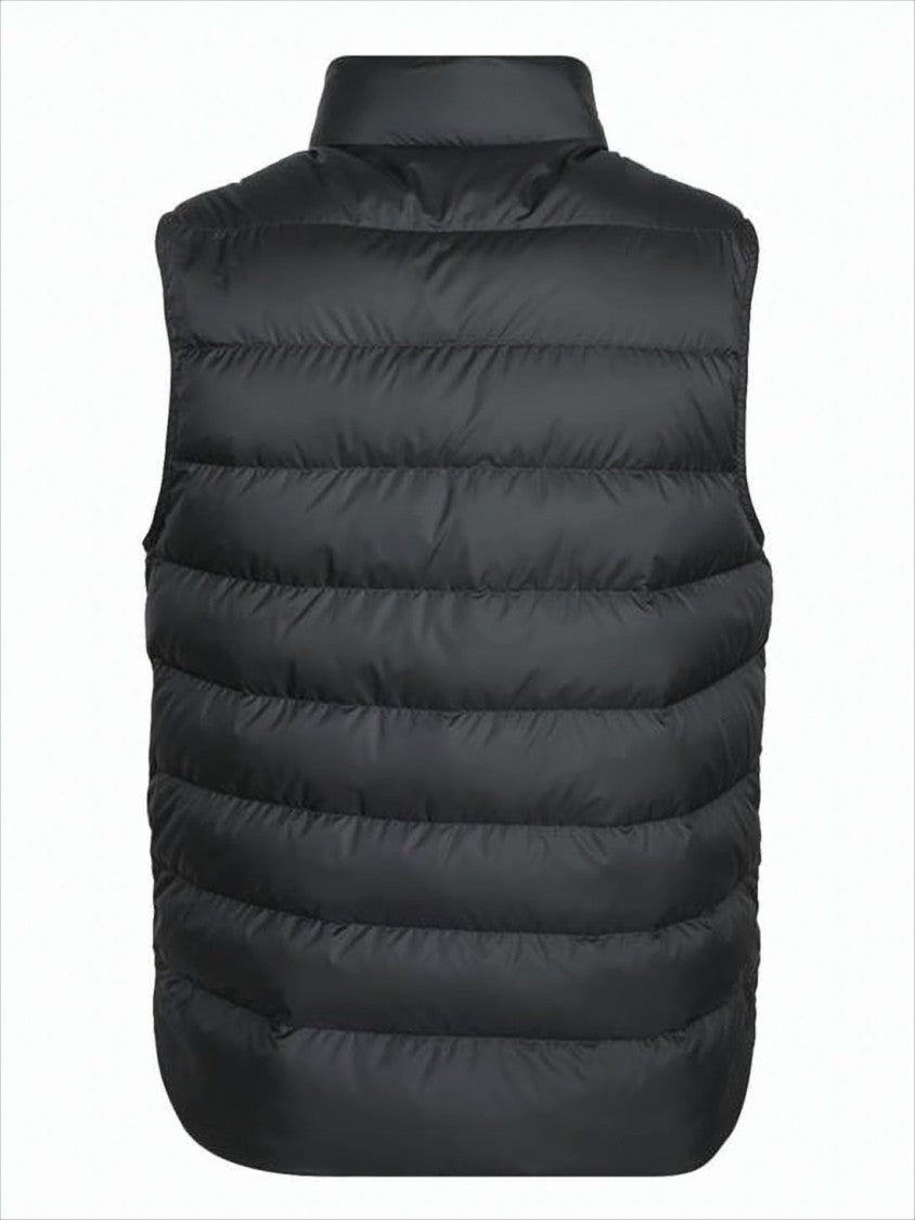 Moncler Quilted Black Padded Vest With High Collar
