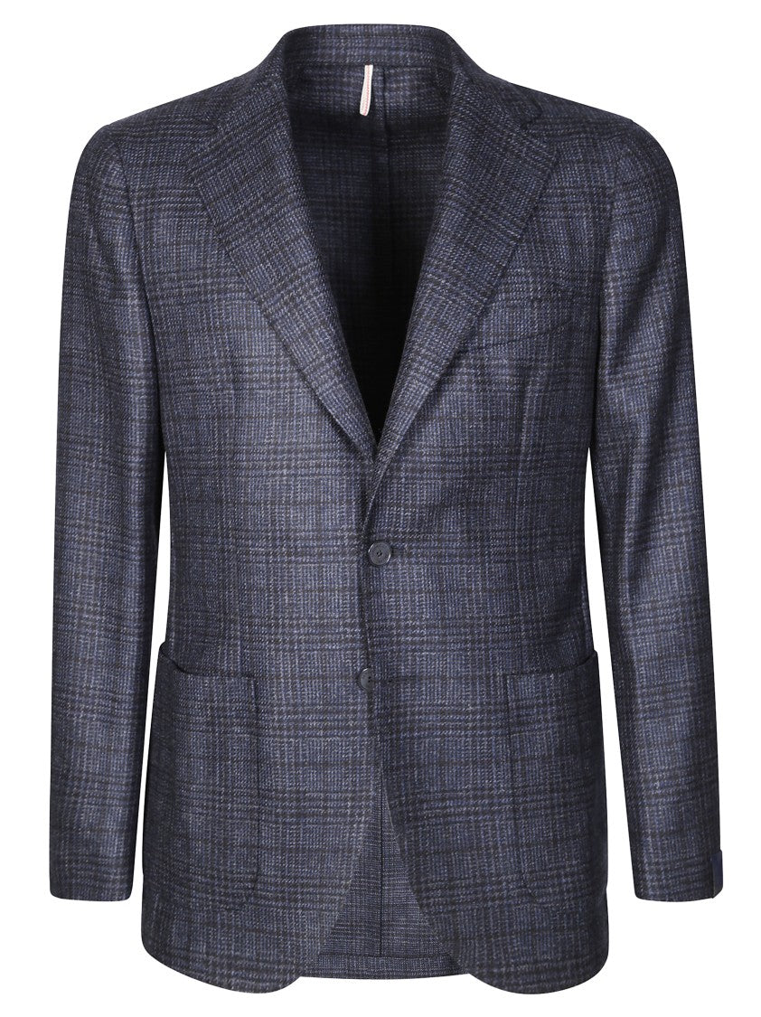 Santaniello Two-Button Blazer With Subtle Checkered Pattern