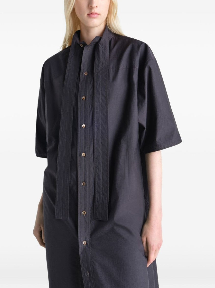Lemaire Black Midi Oversized Tie Detail Dress