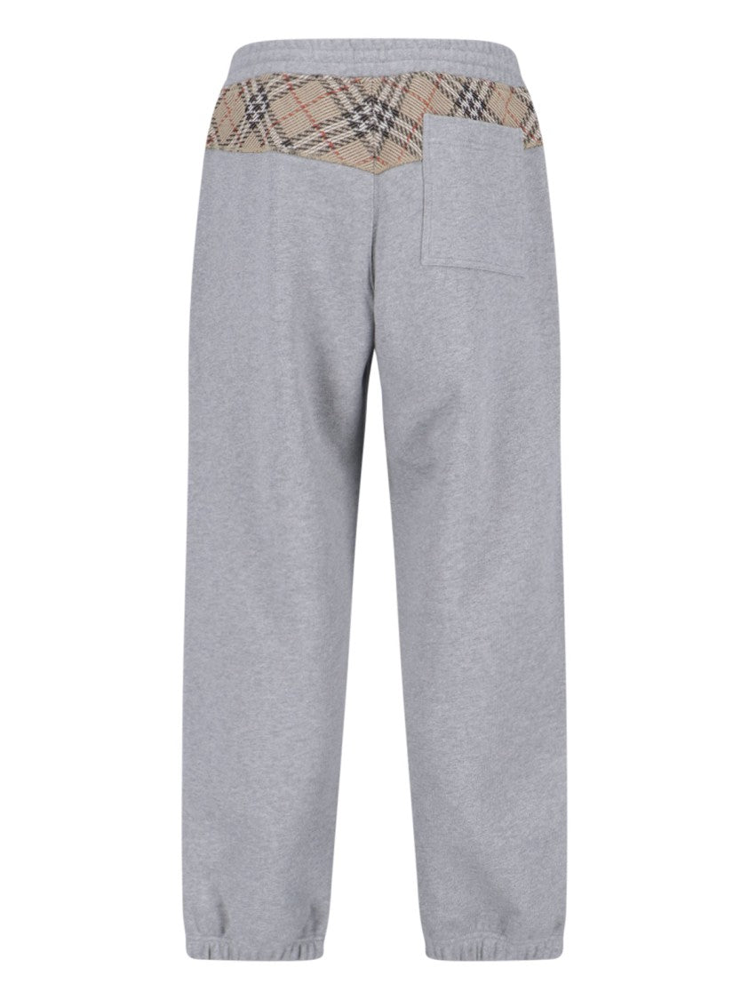 Burberry "Check" Tracksuit Bottoms In Grey Cotton