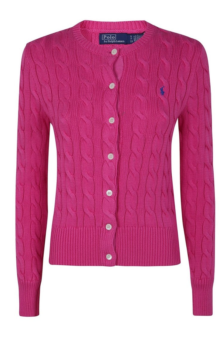 Polo Ralph Lauren Pink Cotton Cable-Knit Cardigan