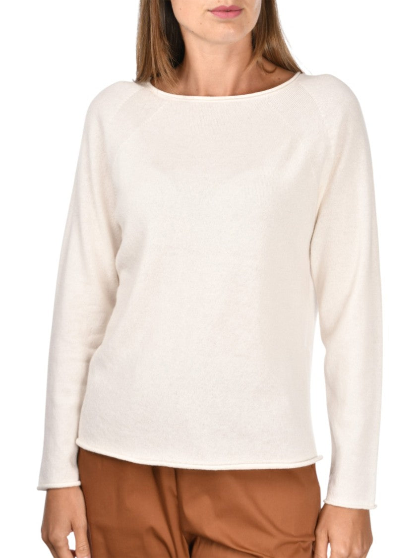 Gran Sasso White Wide Neck Cashmere Top