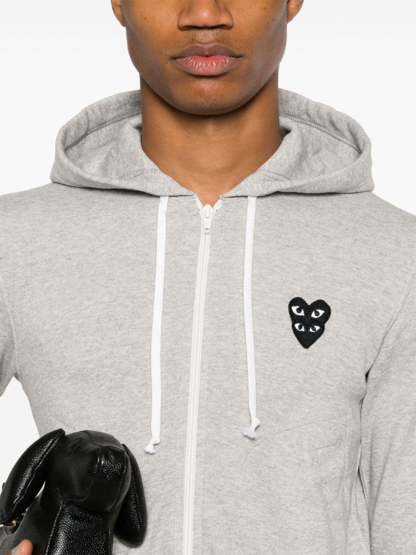Comme Des Garçons Zip-Up Hoodie With Distinctive Embroidered Heart Emblem