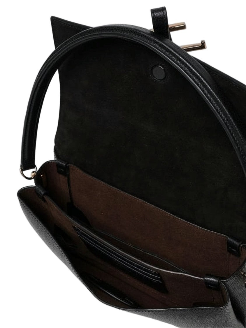 Tod's Structured Black Calf Leather Tote Bag