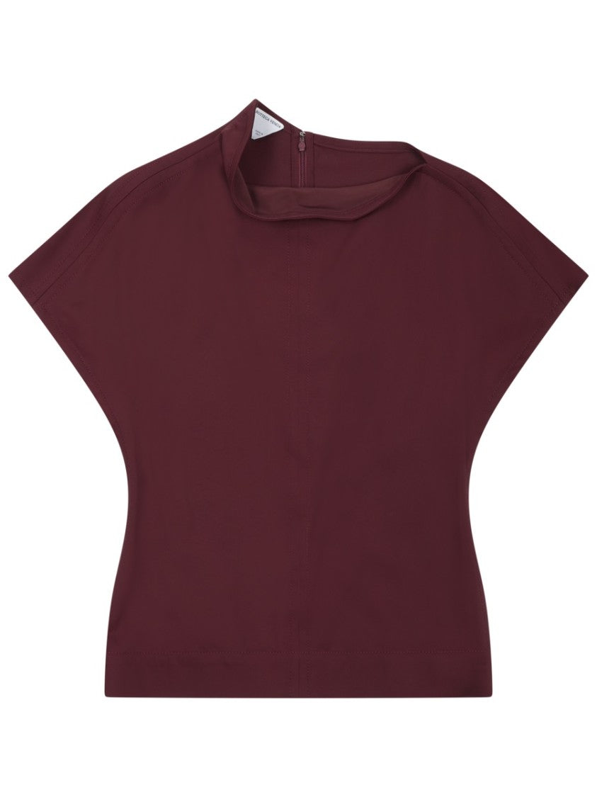 Bottega Veneta Draped Burgundy Top With Asymmetrical Neckline
