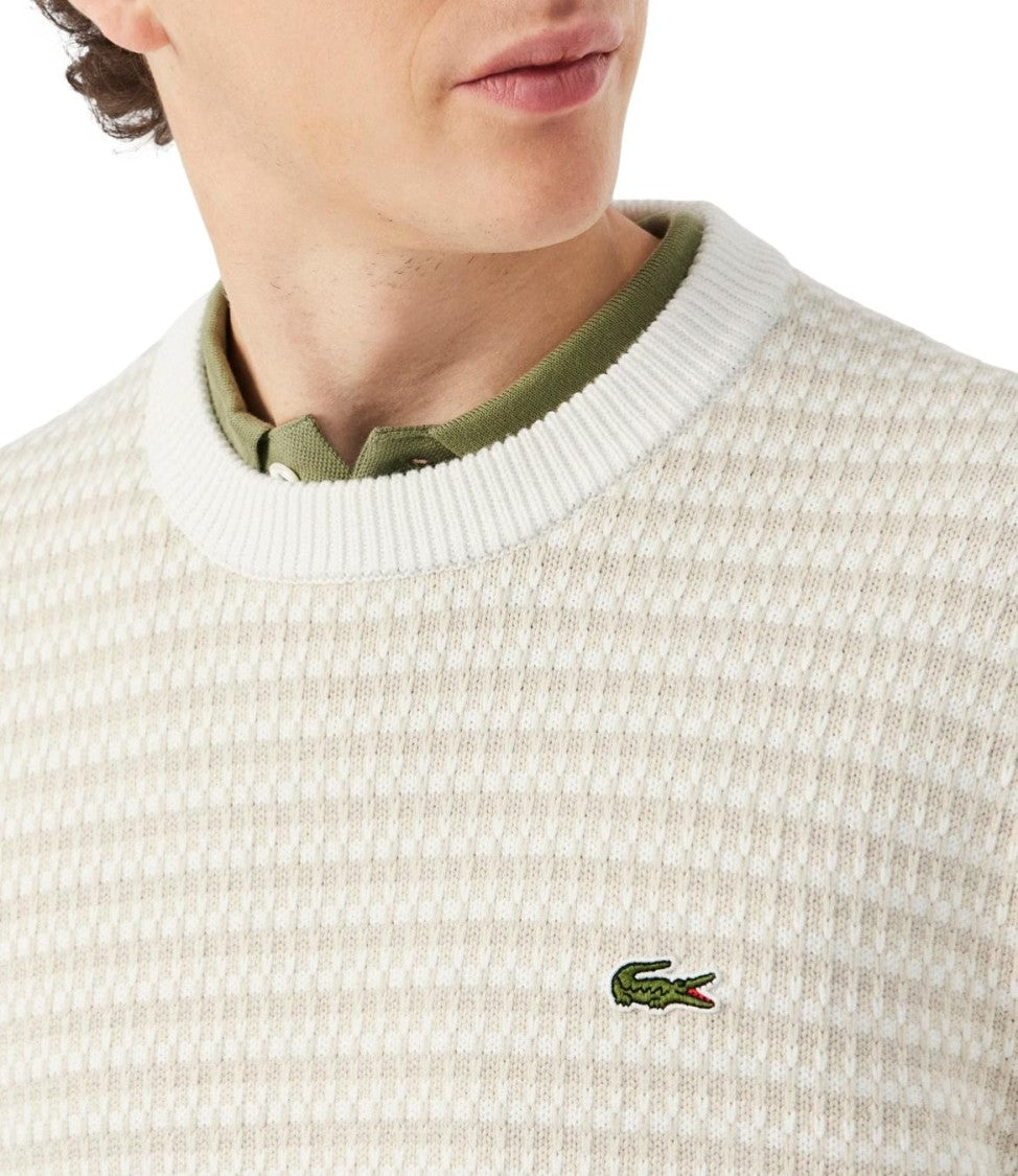 Lacoste Textured Crew Neck Knit Sweater