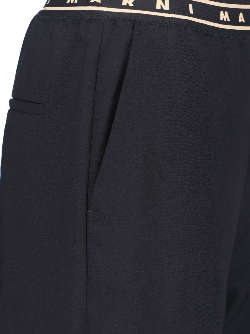Marni Black Wide-Leg Virgin Wool Trousers