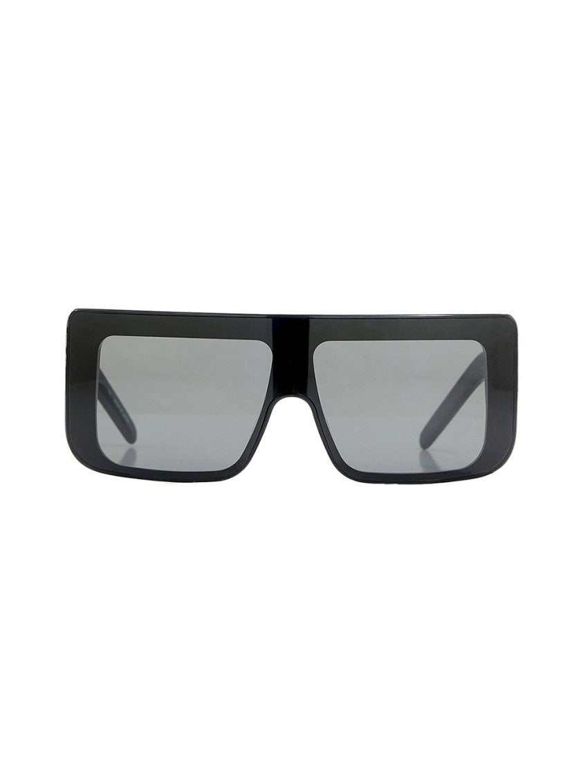 Rick Owens Rectangular Black Acetate Sunglasses With Silver Rivets