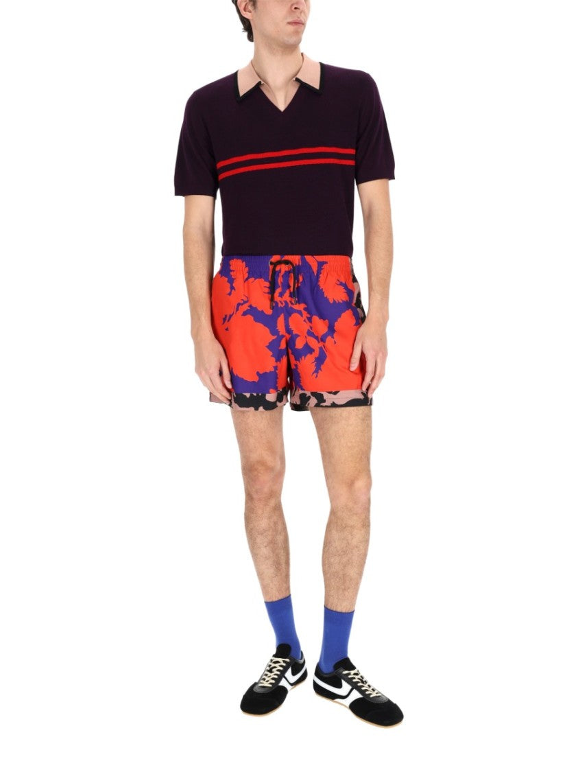 Dries Van Noten Molar Deep Purple Textured Polo Shirt