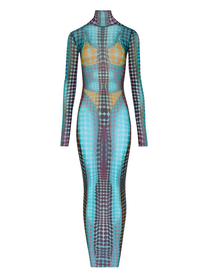 Jean Paul Gaultier Multicolour Silk And Nylon Bodycon Dress