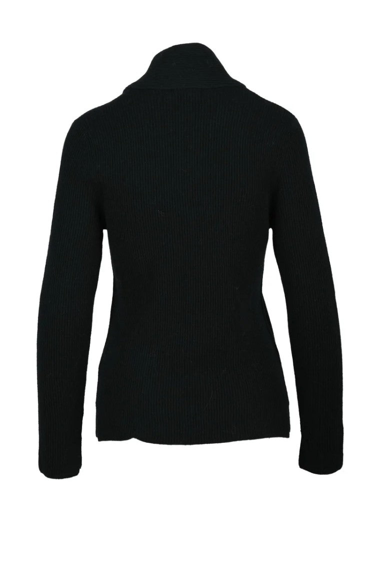Quilisia Black Ribbed Scarf Sweater