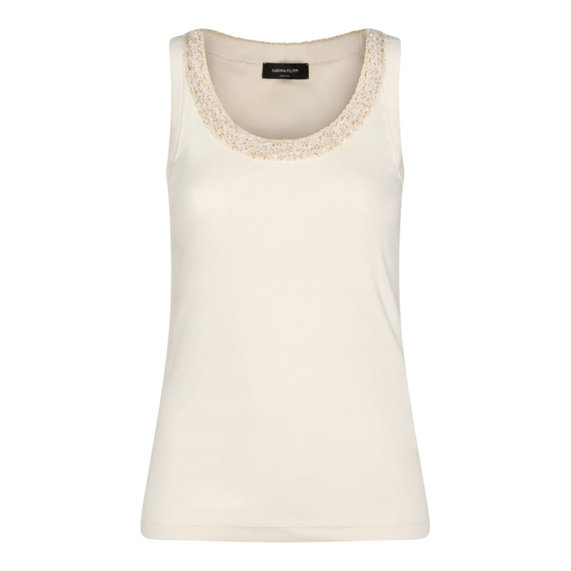 Fabiana Filippi Sleeveless Top With Beaded Neckline