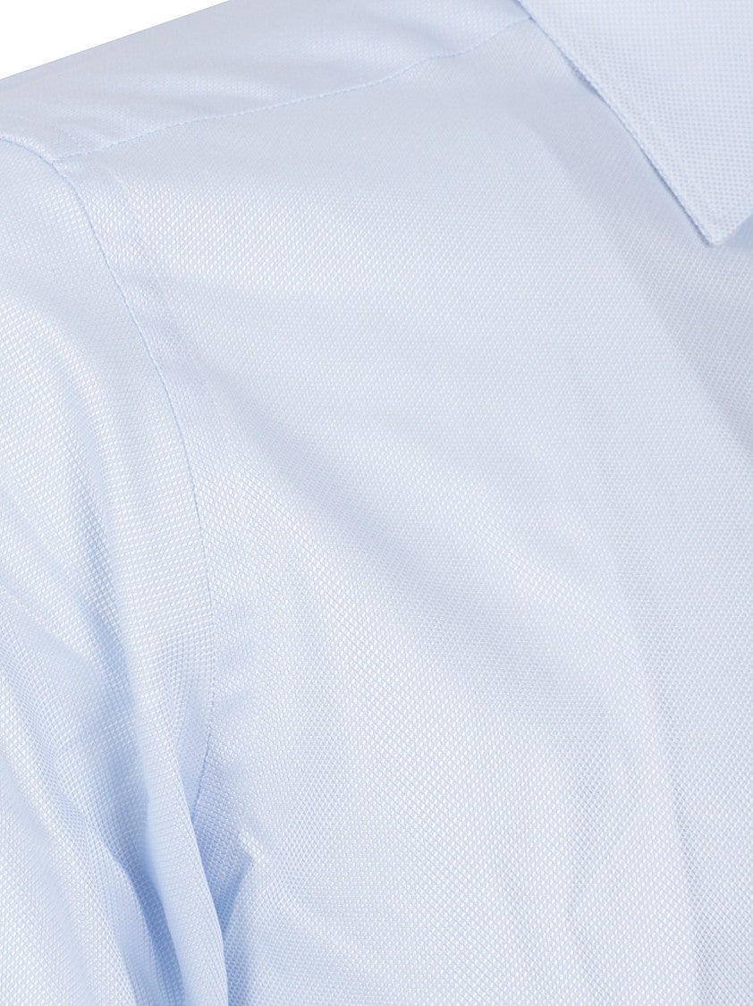 Zegna Long-Sleeve Tailored Shirt With Pointed Collar And Textured Finish
