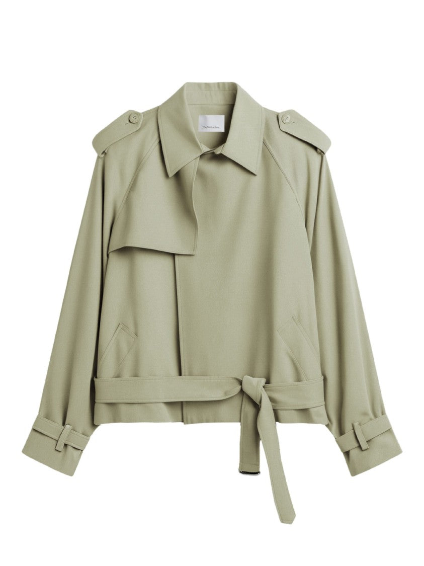 The Frankie Shop Green Elva Viscose Trench Coat
