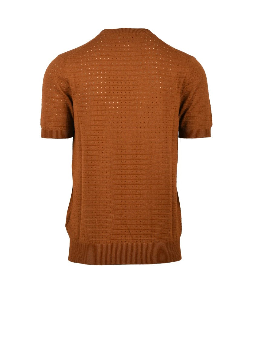 Alpha Studio Multicolor Cotton Polyester Crew Neck Knitwear Top