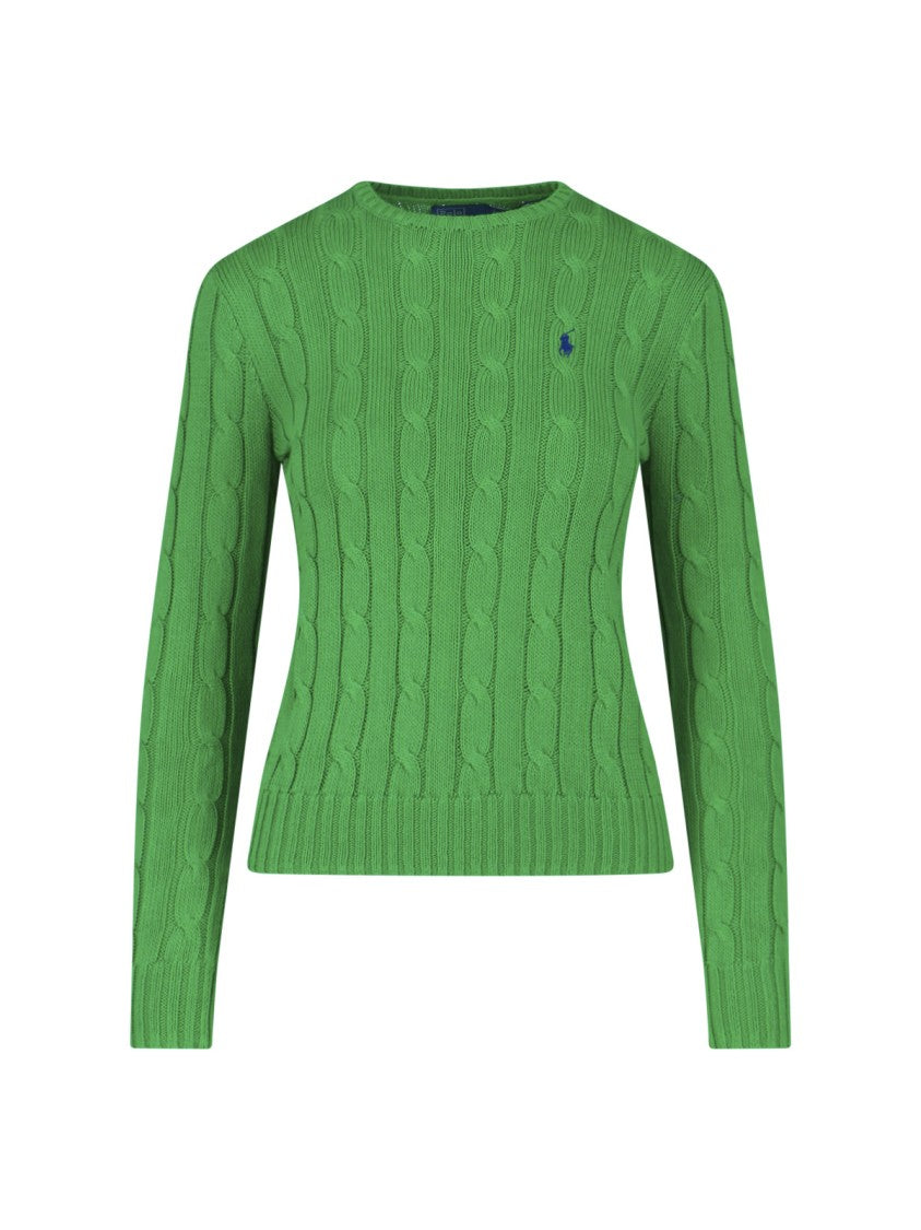 Polo Ralph Lauren Green Cable Knit Crewneck Sweater