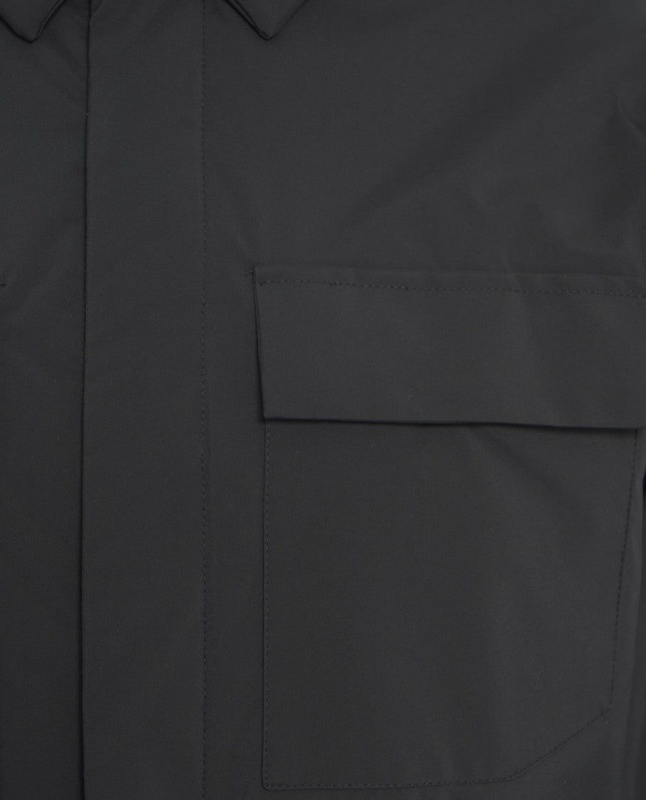People Of Shibuya Black 'Kiso' Overshirt With Minimalistic Design And Functional Button Closure