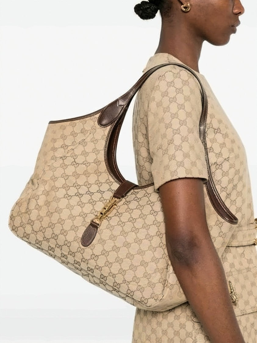 Gucci Medium Gg Canvas Tote Bag With Signature Monogram Pattern