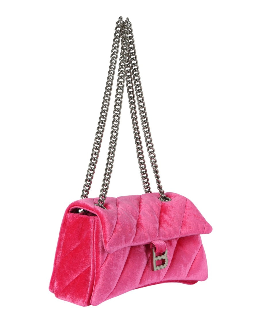 Balenciaga Crush Velvet Small Quilted Chain Shoulder Bag
