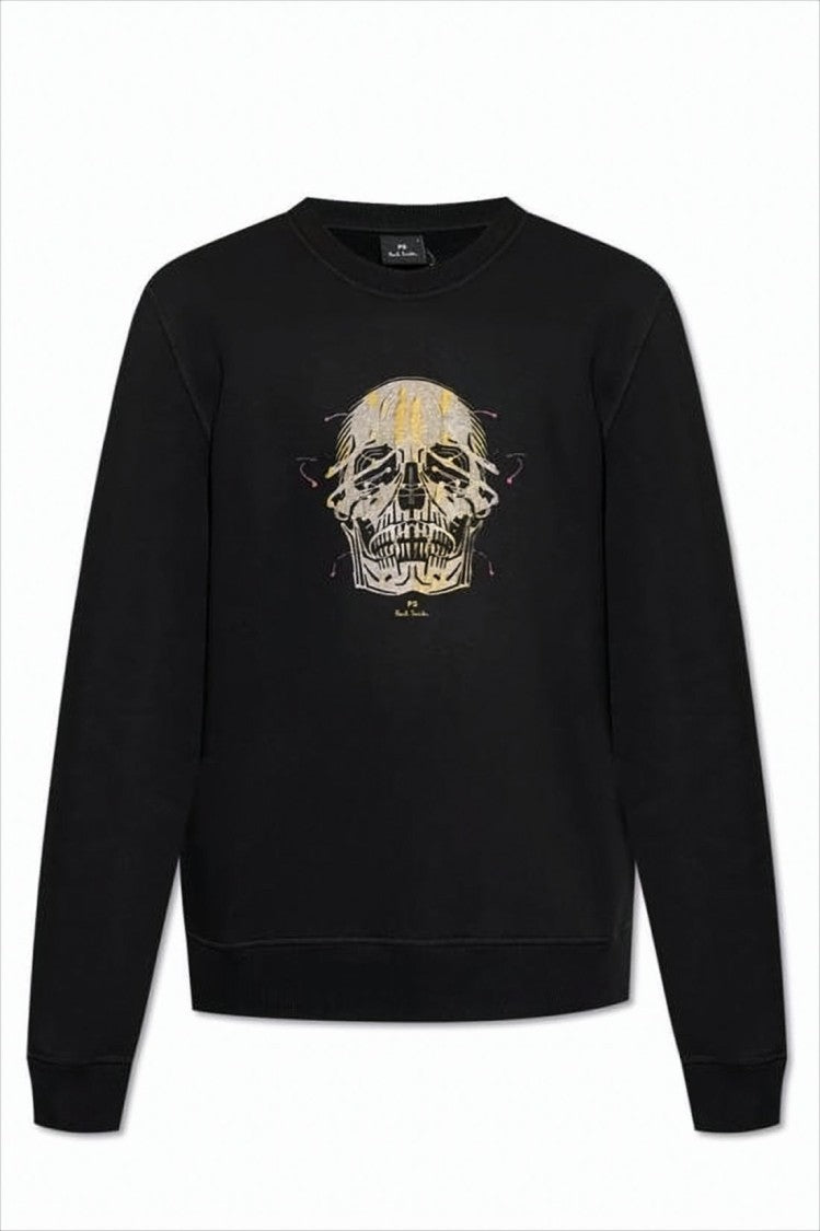 Paul Smith Graphic Skull Print Black Crewneck Sweatshirt