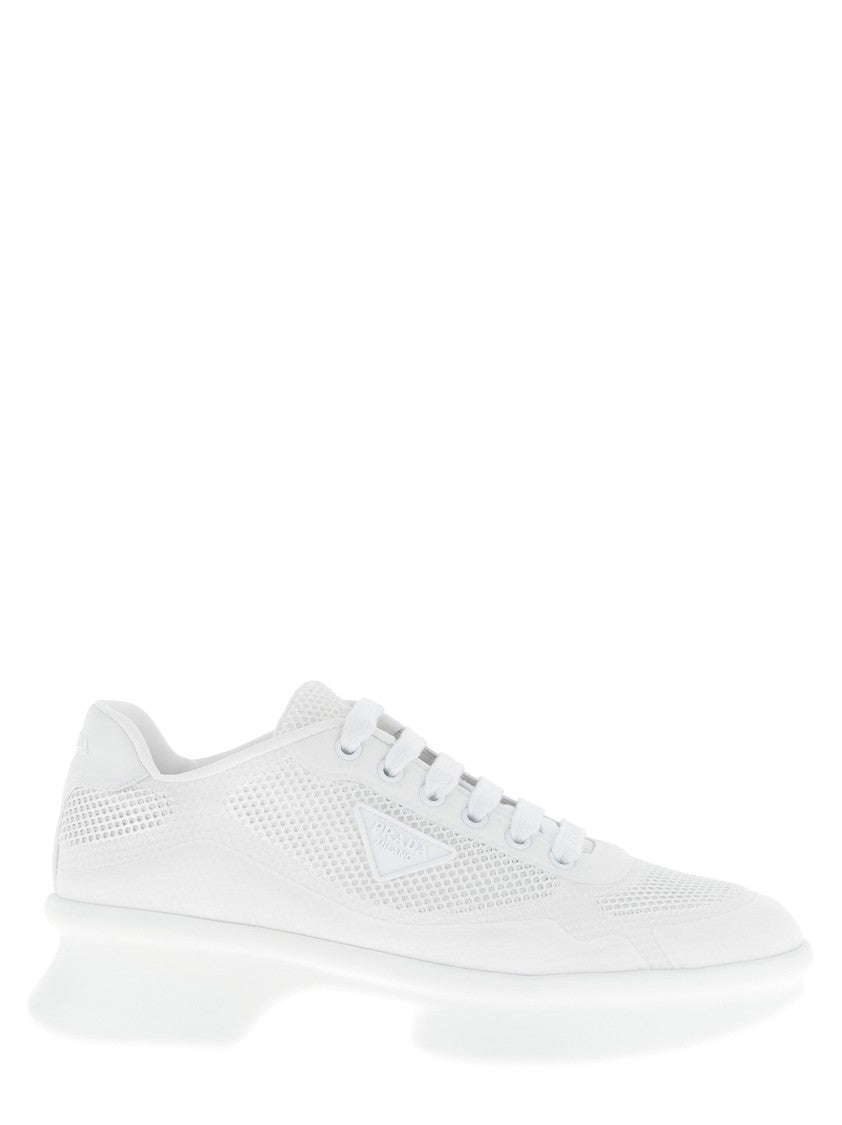 Prada Openwork Mesh Sneakers With Oversized Rubber Sole