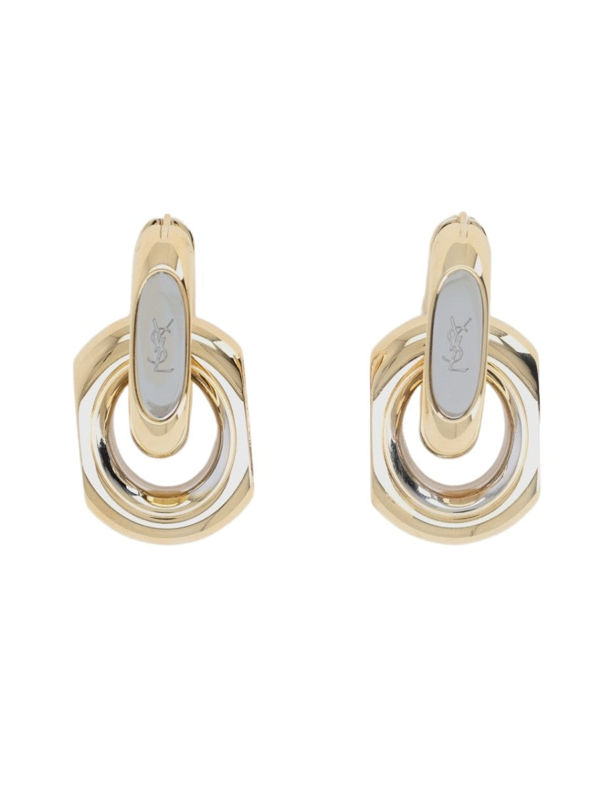 Saint Laurent Cassandre Double Ring Brass Earrings