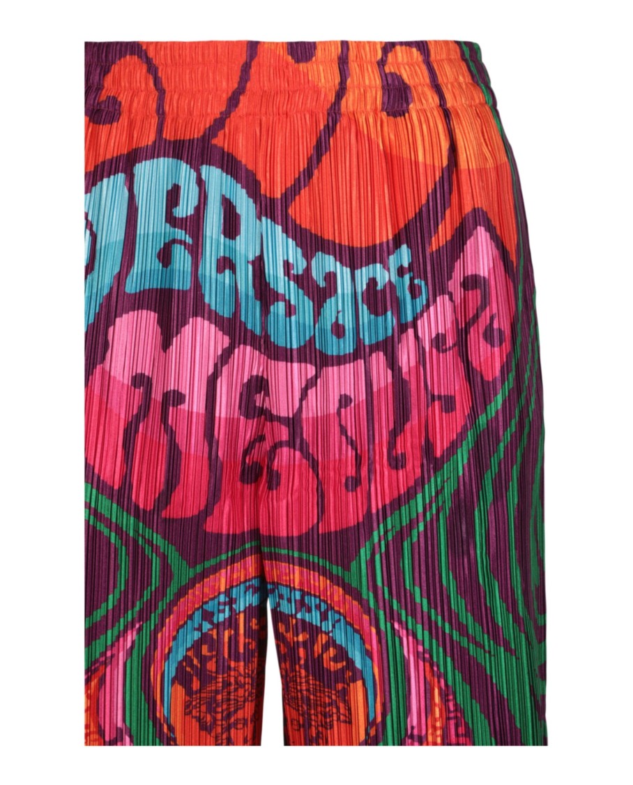 Versace Pleated Medusa Music Print Shorts