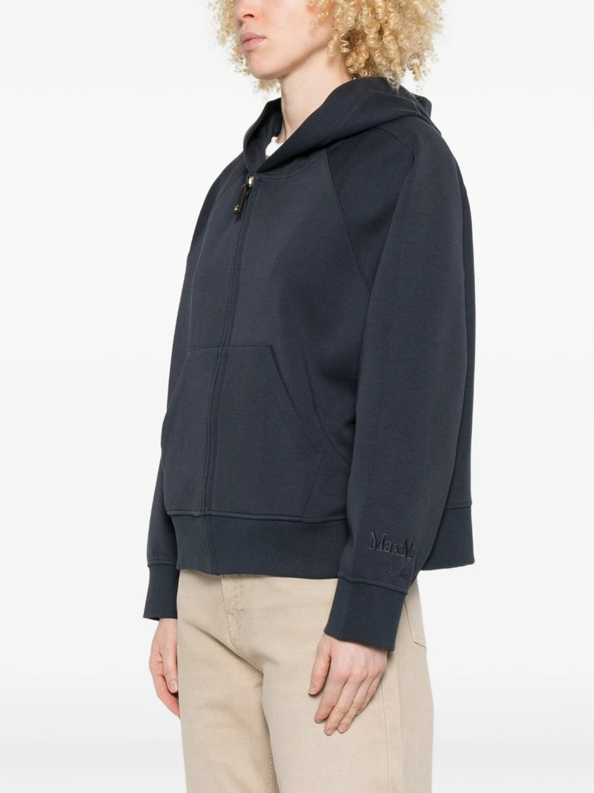 Max Mara Dark Blue Smmalma Cropped Zip Hoodie Jacket