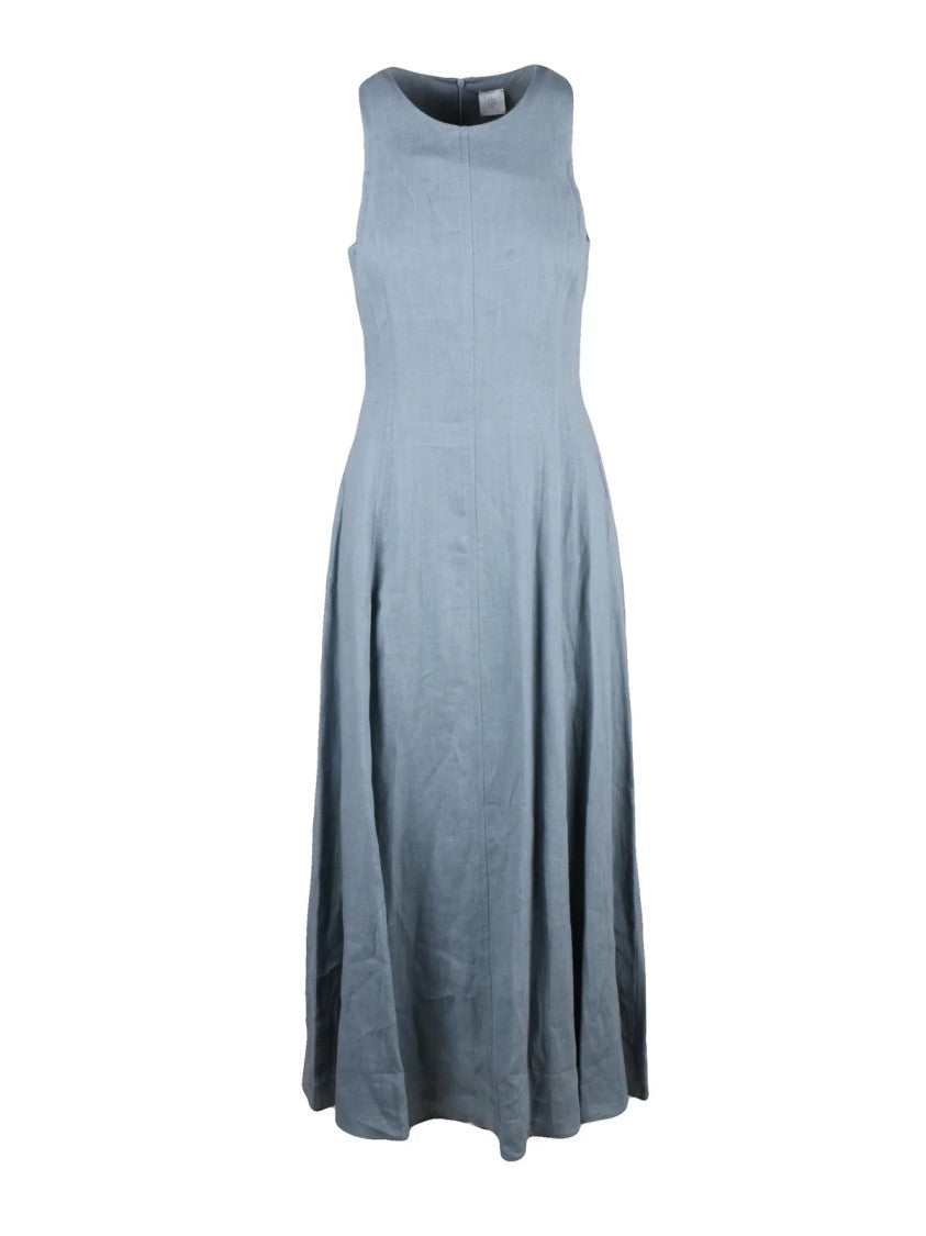 Eleventy Sage Green Flared Long Linen Dress