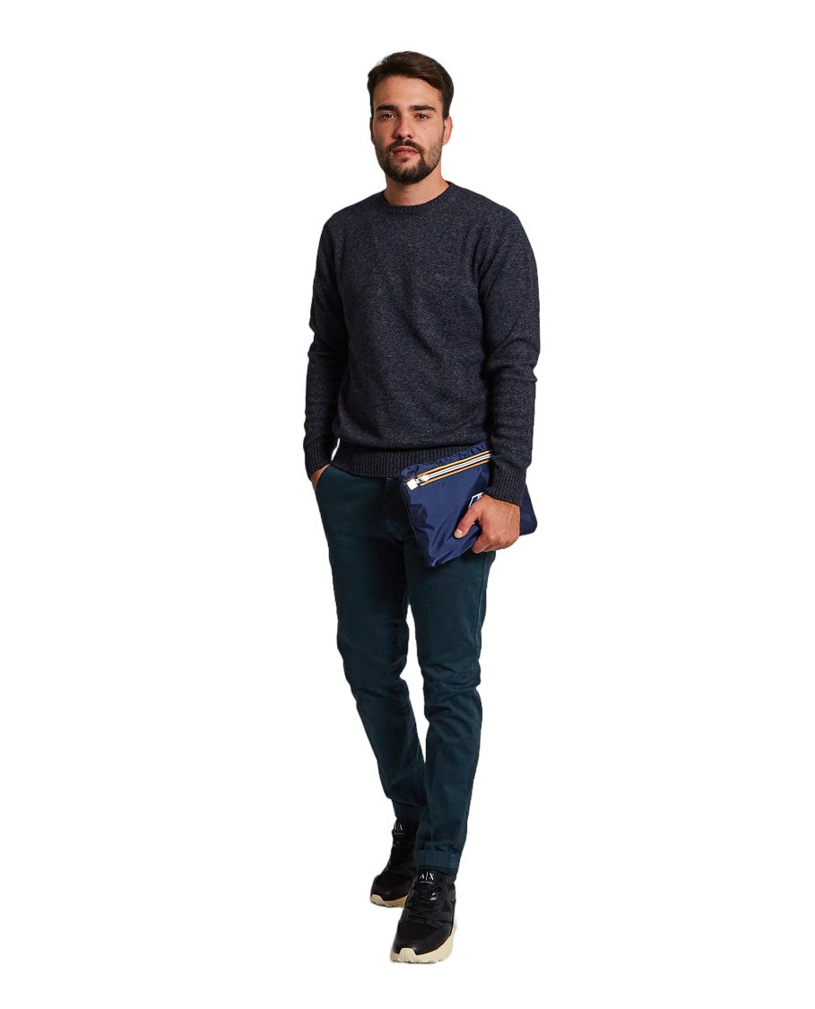 Harmont & Blaine Blue Wool Blend Embroidered Crewneck Sweater