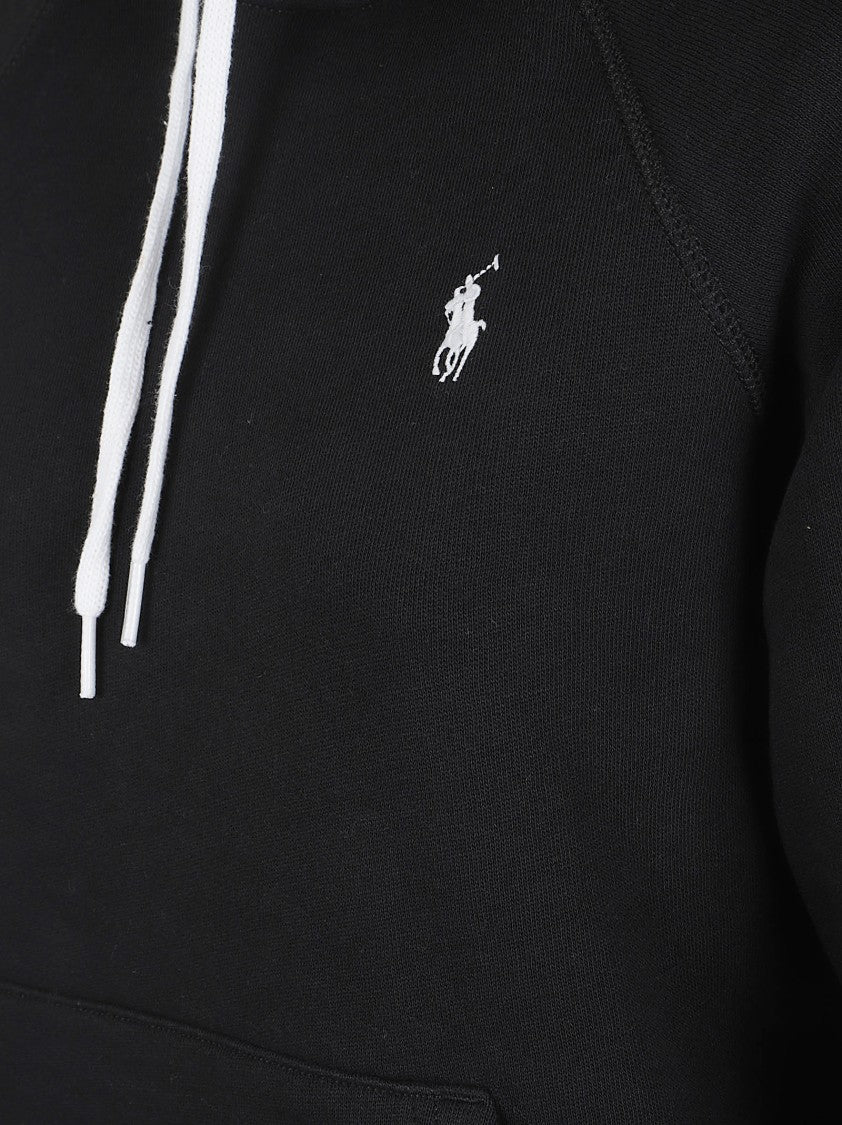 Polo Ralph Lauren Cropped Black Hoodie With Kangaroo Pocket