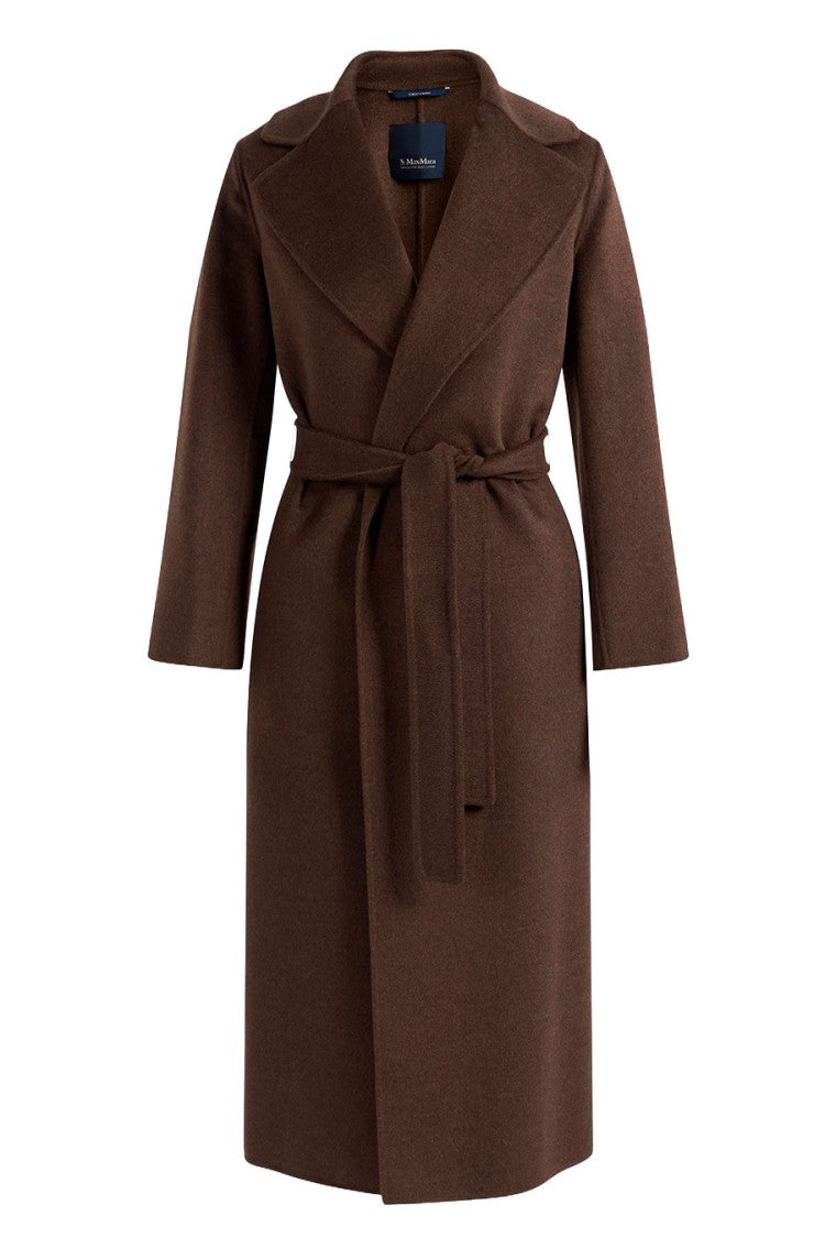 Max Mara Brown Smmpace Belted Wrap Virgin Wool-Blend Coat
