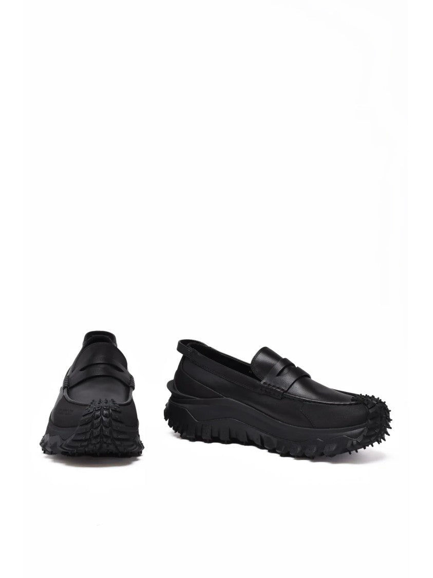 Moncler Black Leather-Blend Moccasin Loafers