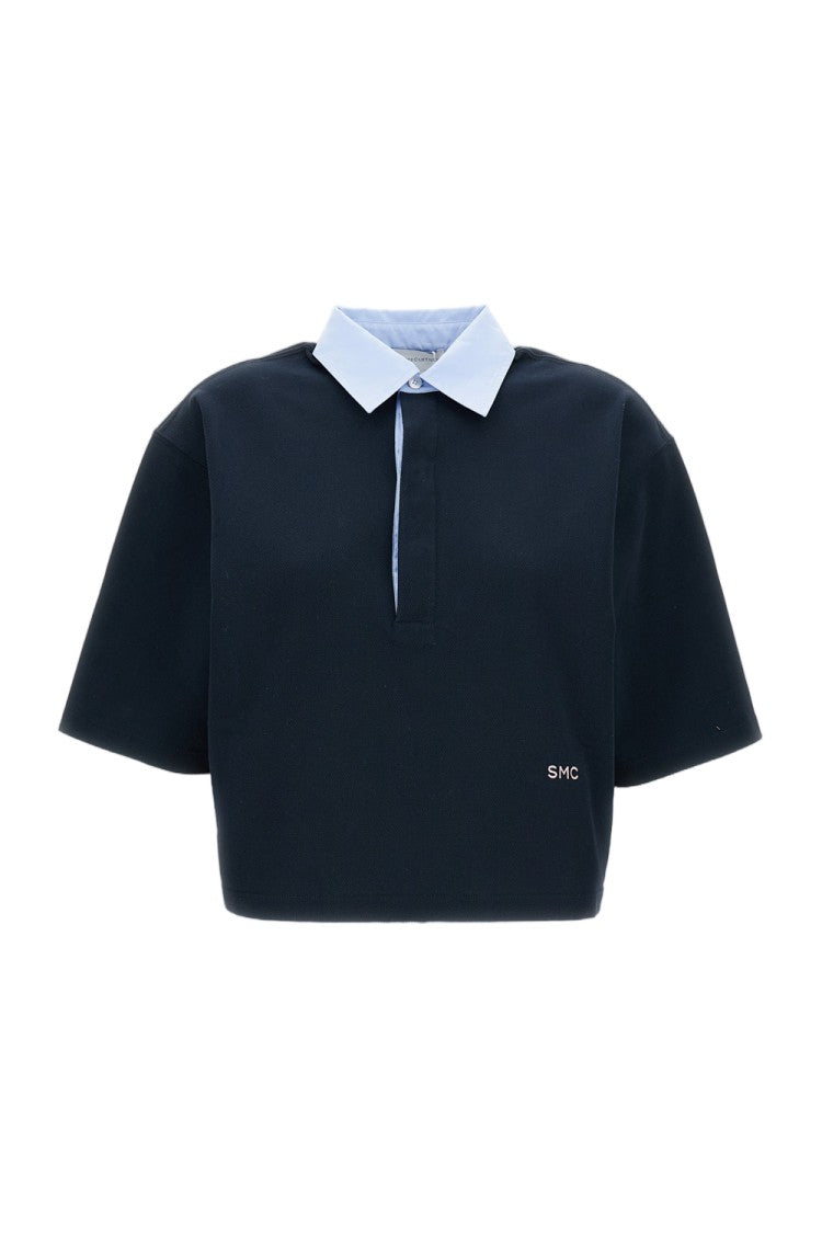 Stella Mccartney Cropped Polo Shirt With Oversized Fit And Classic Pique Texture