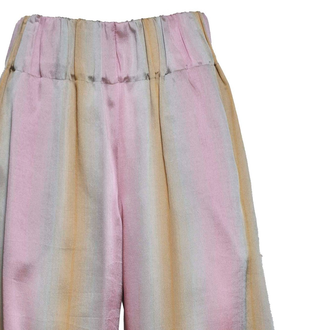 Aspesi Wide Leg Trousers In Multicolored Viscose And Silk Twill