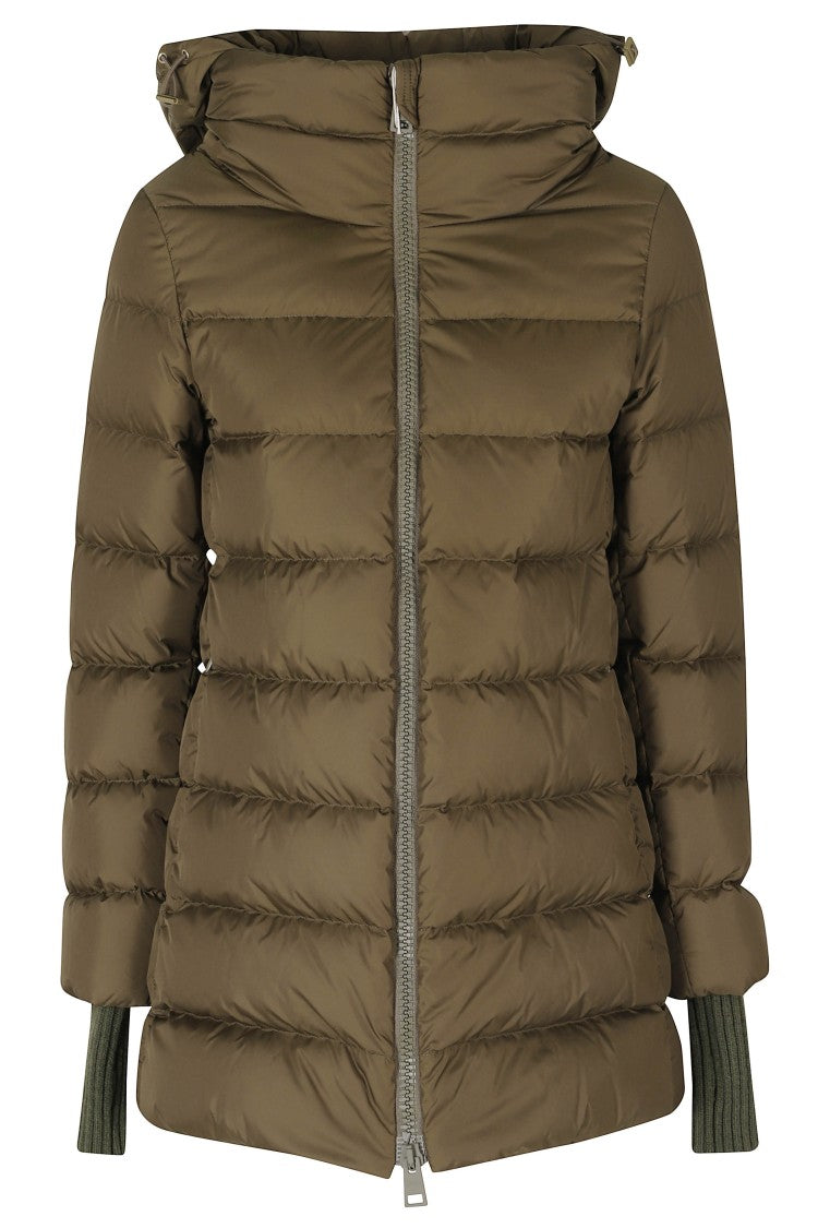 Herno Army Green Hooded Double-Slider Zip Polyamide Jacket