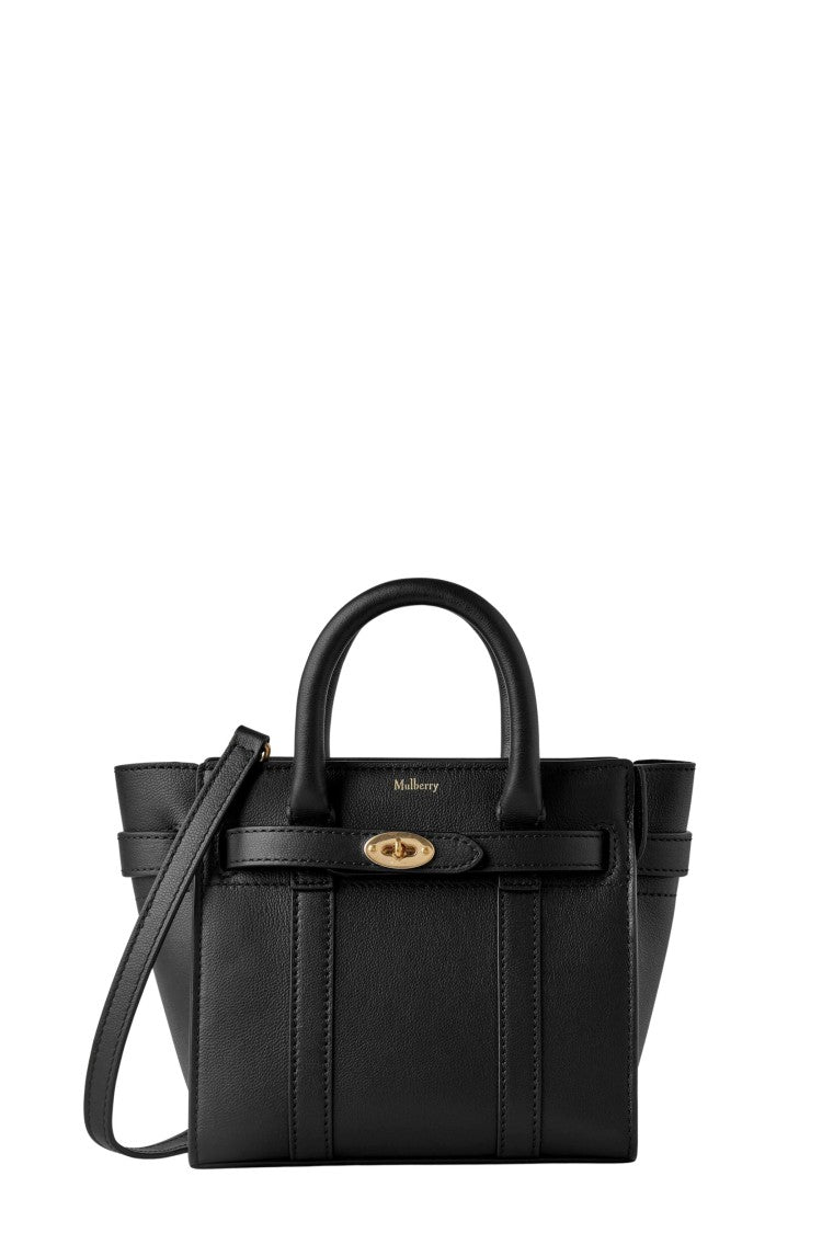Mulberry Black Micro Zipped Bayswater Lock Leather Shoulder Bag