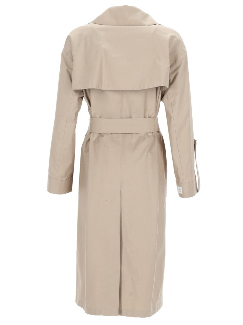 Max Mara Knee-Length Tailored Coat With Rectangular Buckle And Wide Lapels