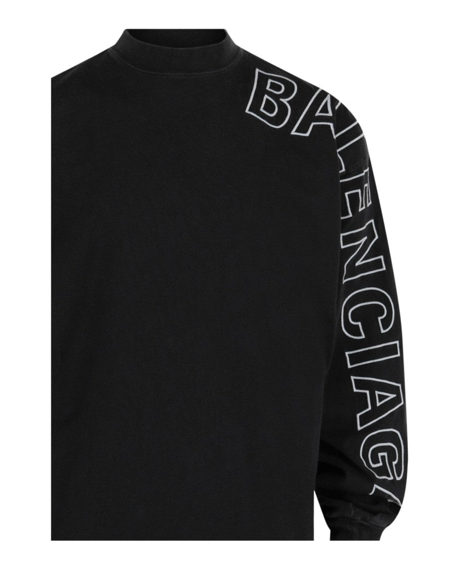 Balenciaga Oversized Embroidered Long Sleeve T-Shirt