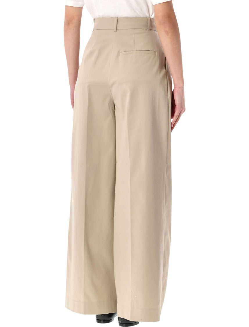 Anine Bing High-Rise Wide Trousers With Double Front Pleats And Contemporary Cut